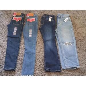 Lot of 4 Girls Size 8 NWT Jeans Levi Old Navy Straight Skinny Boot Denim
